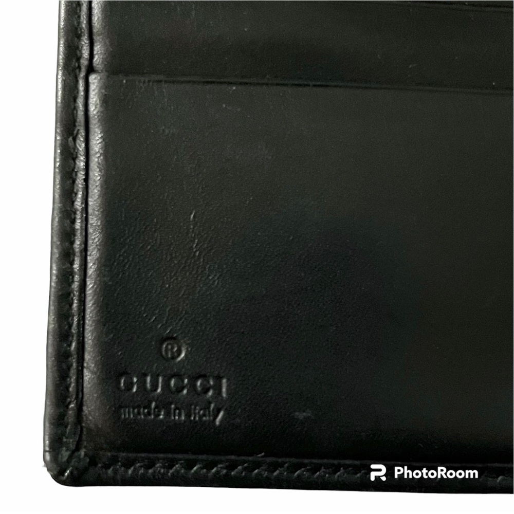 Gucci Vintage Black Leather & Canvas GG Print Small Unisex Bifold Wallet - Picture 12 of 15